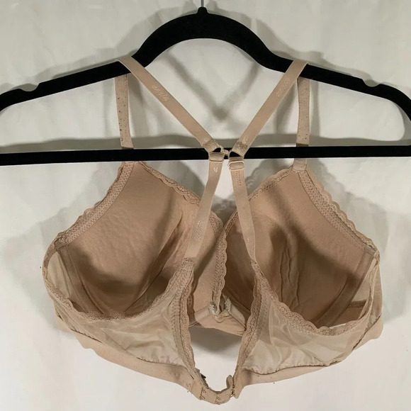 Aerie Bra Women's 36C Nude Padded Wired Sheer Strap Hook Eye Plunge - Picture 8 of 10